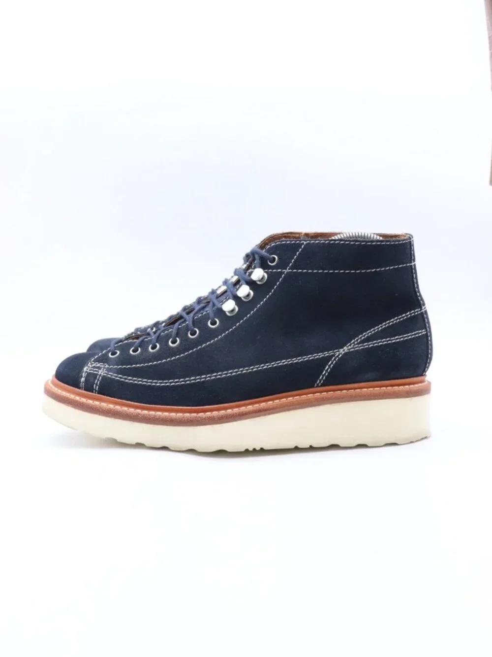 Grenson Andy Monkey Boots Men's Size UK 6 / US 7 Lace Up Blue Navy Suede Shoes
